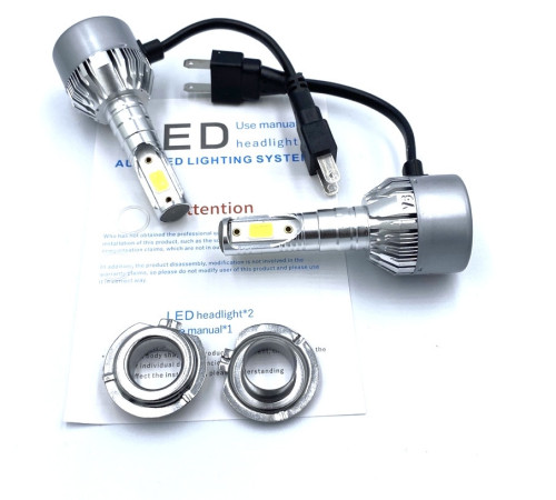 Комплект LED ламп COB C6 H7 головного світла з вентилятором дальнє світло 12v 6000K 36W HeadLight (C6 H7)